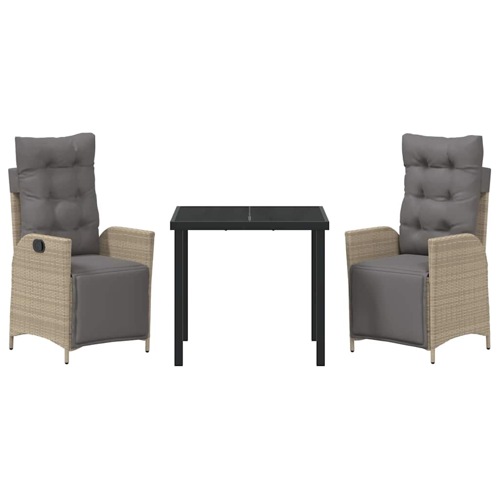 Ensemble de salle à manger pour jardin 3 pcs Beige polyrotin - XIOS
