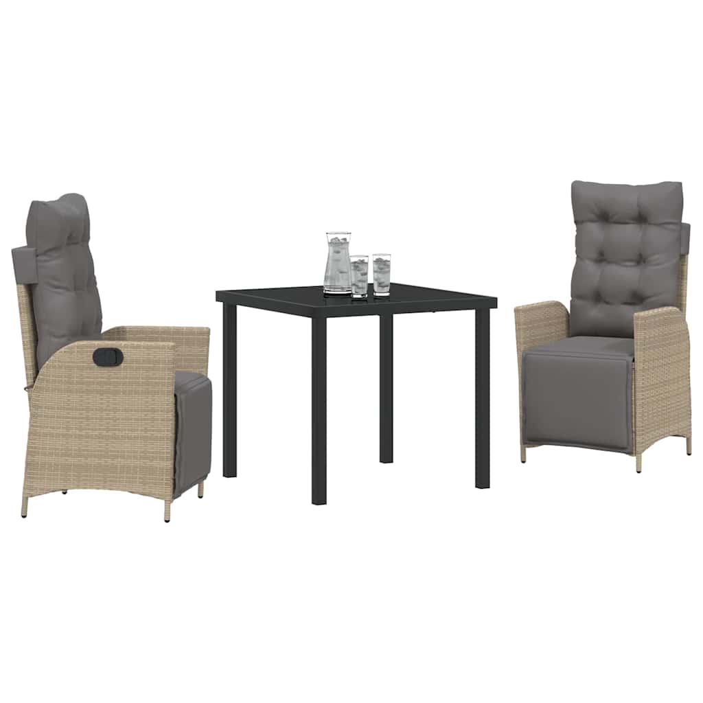 Ensemble de salle à manger pour jardin 3 pcs Beige polyrotin - XIOS