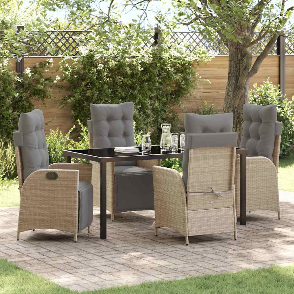 Ensemble de salle à manger pour jardin 5 pcs Beige polyrotin - XIOS