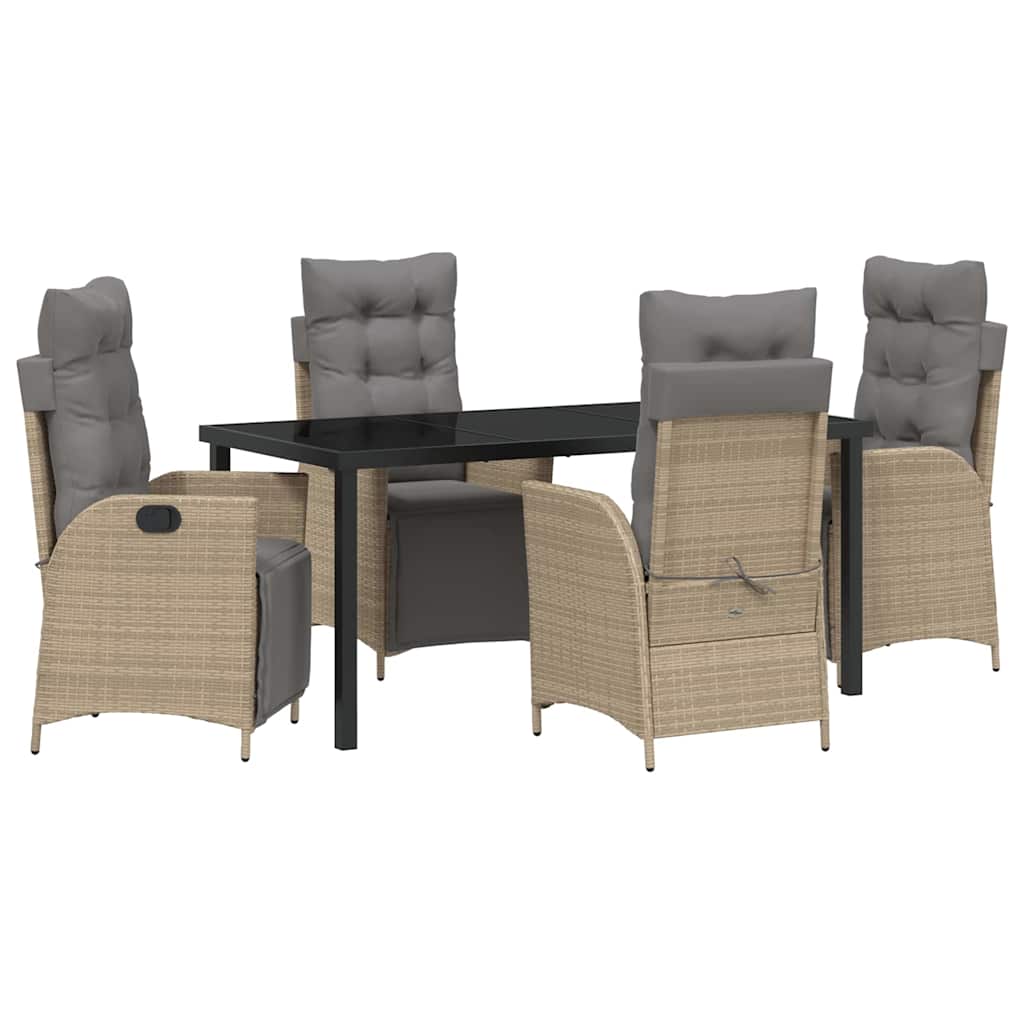 Ensemble de salle à manger pour jardin 5 pcs Beige polyrotin - XIOS