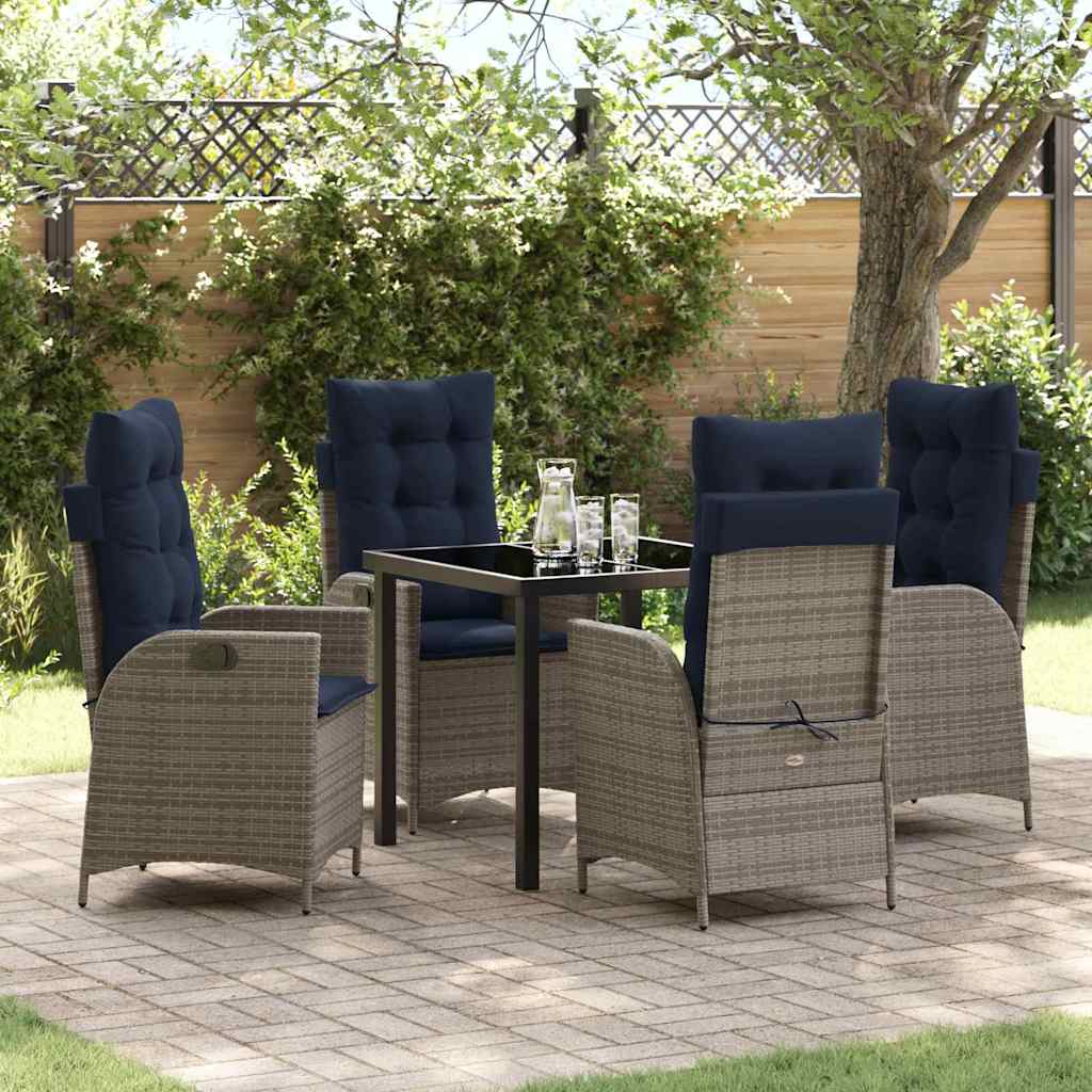 Ensemble de salle à manger pour jardin 5 pcs Gris et Noir Rotin - XIOS