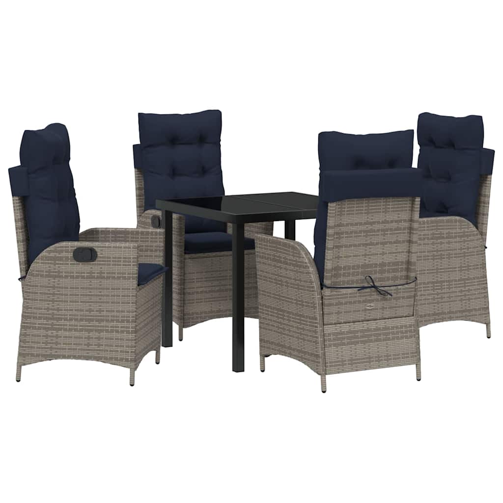 Ensemble de salle à manger pour jardin 5 pcs Gris et Noir Rotin - XIOS