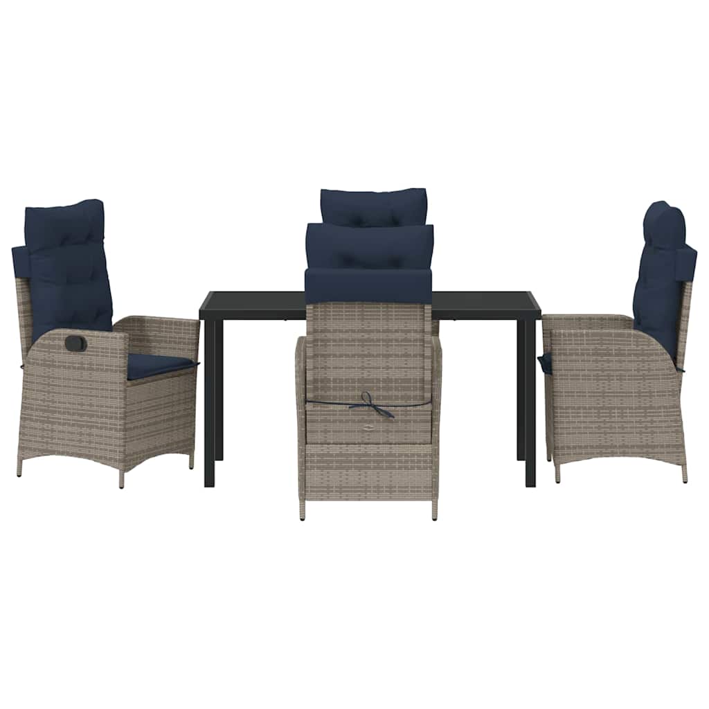 Ensemble de salle à manger pour jardin 5 pcs Gris et Noir Rotin - XIOS
