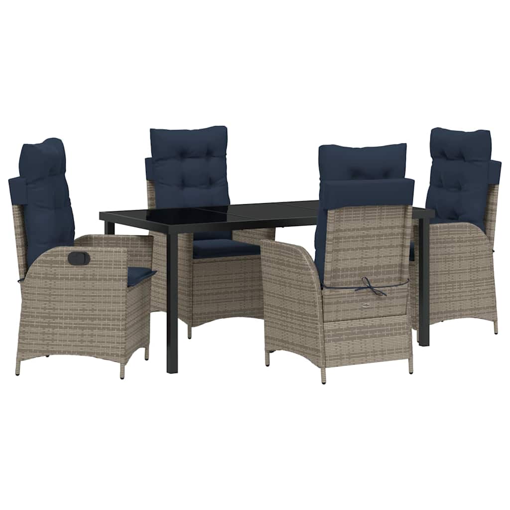 Ensemble de salle à manger pour jardin 5 pcs Gris et Noir Rotin - XIOS