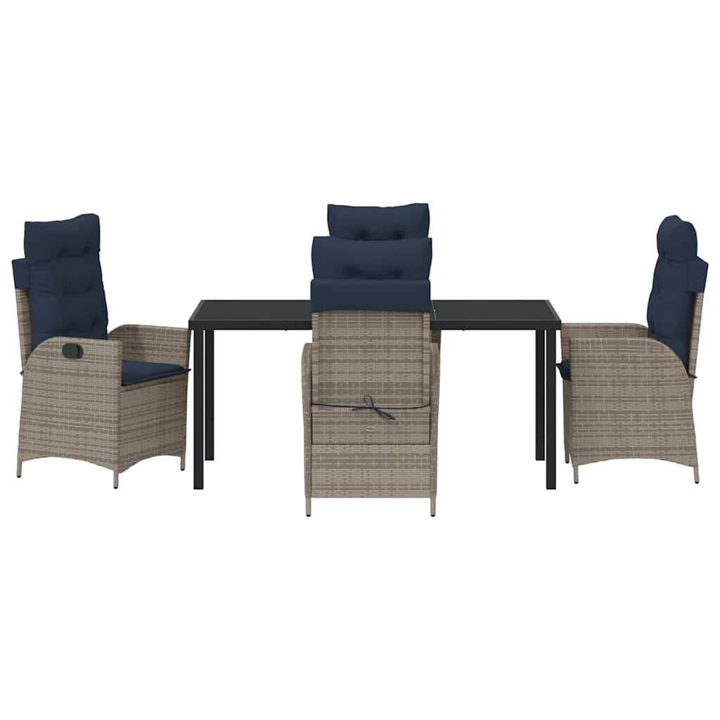 Ensemble de salle à manger pour jardin 5 pcs Gris et Noir Rotin - XIOS