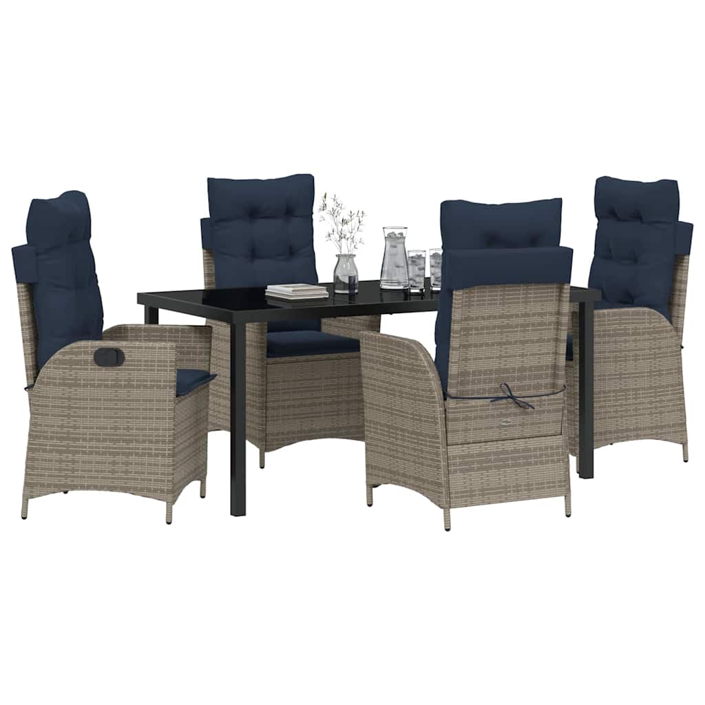 Ensemble de salle à manger pour jardin 5 pcs Gris et Noir Rotin - XIOS