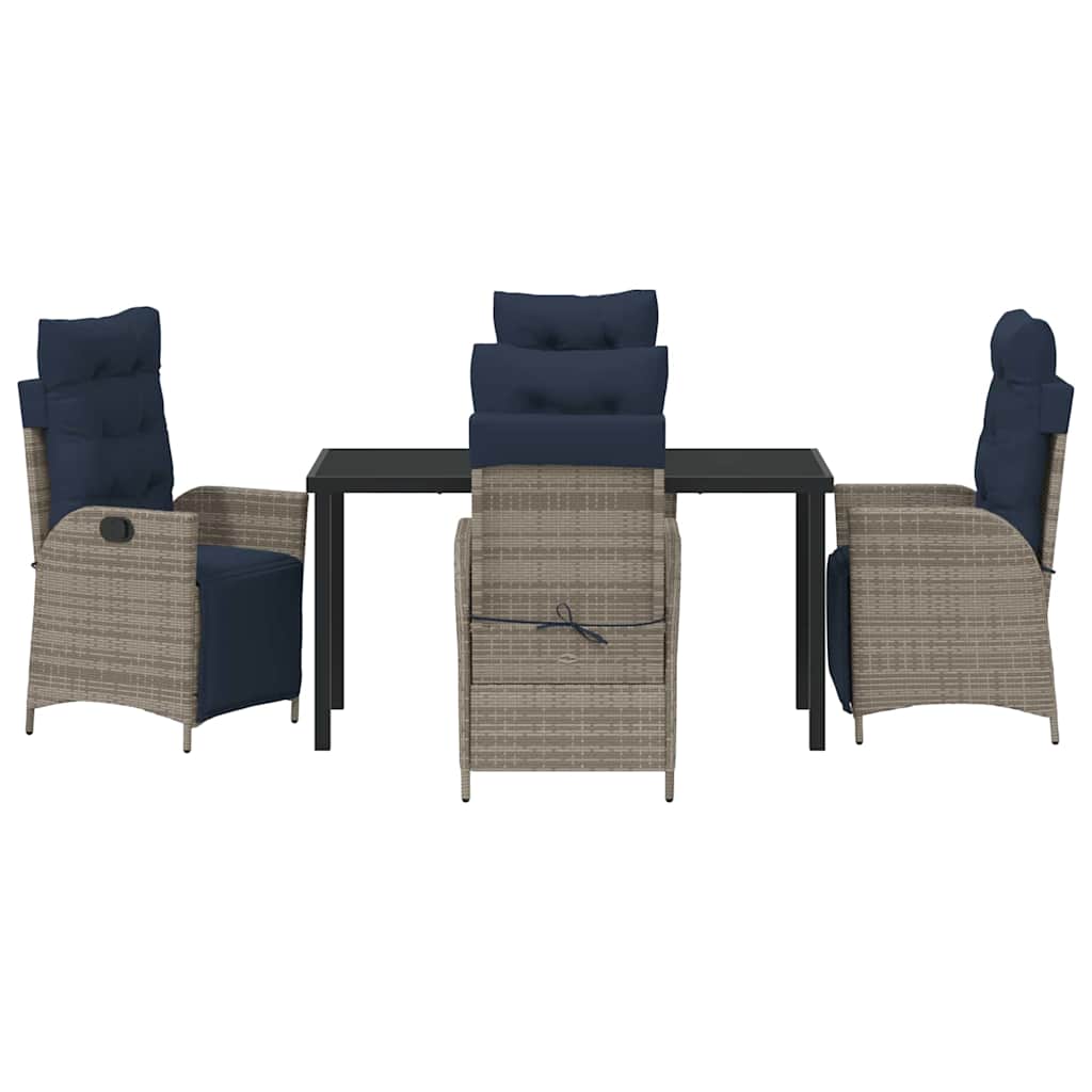 Ensemble de salle à manger pour jardin 5 pcs Gris et Noir Rotin - XIOS