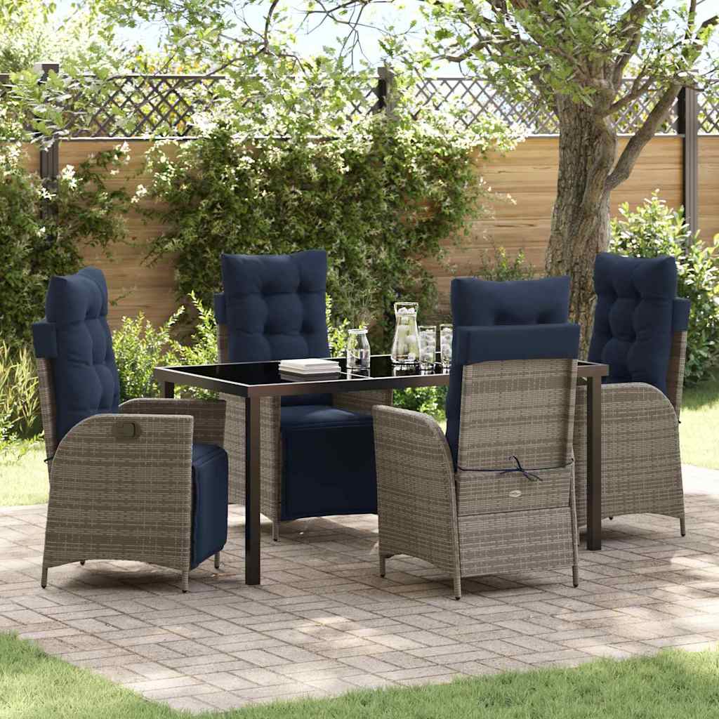 Ensemble de salle à manger pour jardin 5 pcs Gris et Noir Rotin - XIOS