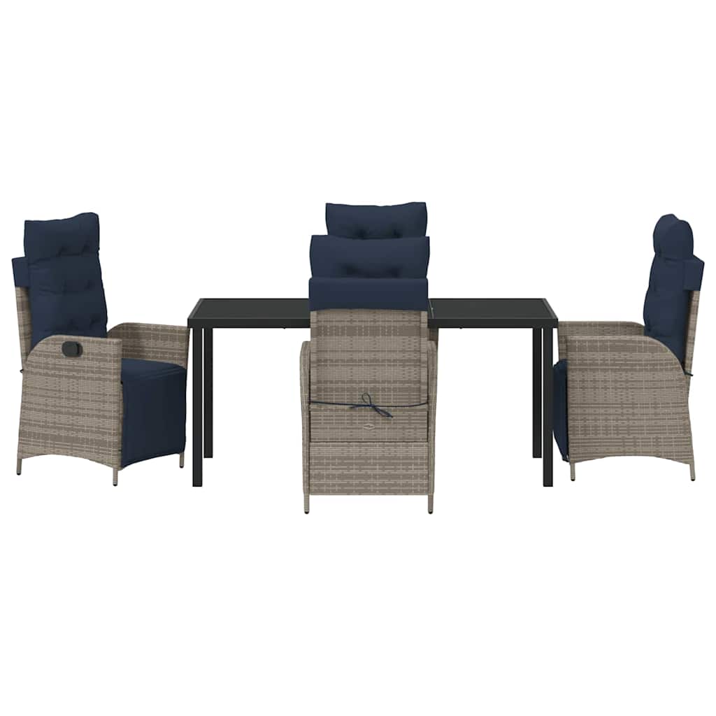 Ensemble de salle à manger pour jardin 5 pcs Gris et Noir Rotin - XIOS
