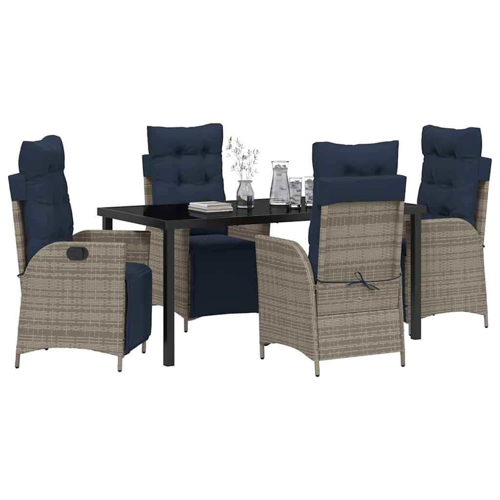 Ensemble de salle à manger pour jardin 5 pcs Gris et Noir Rotin - XIOS