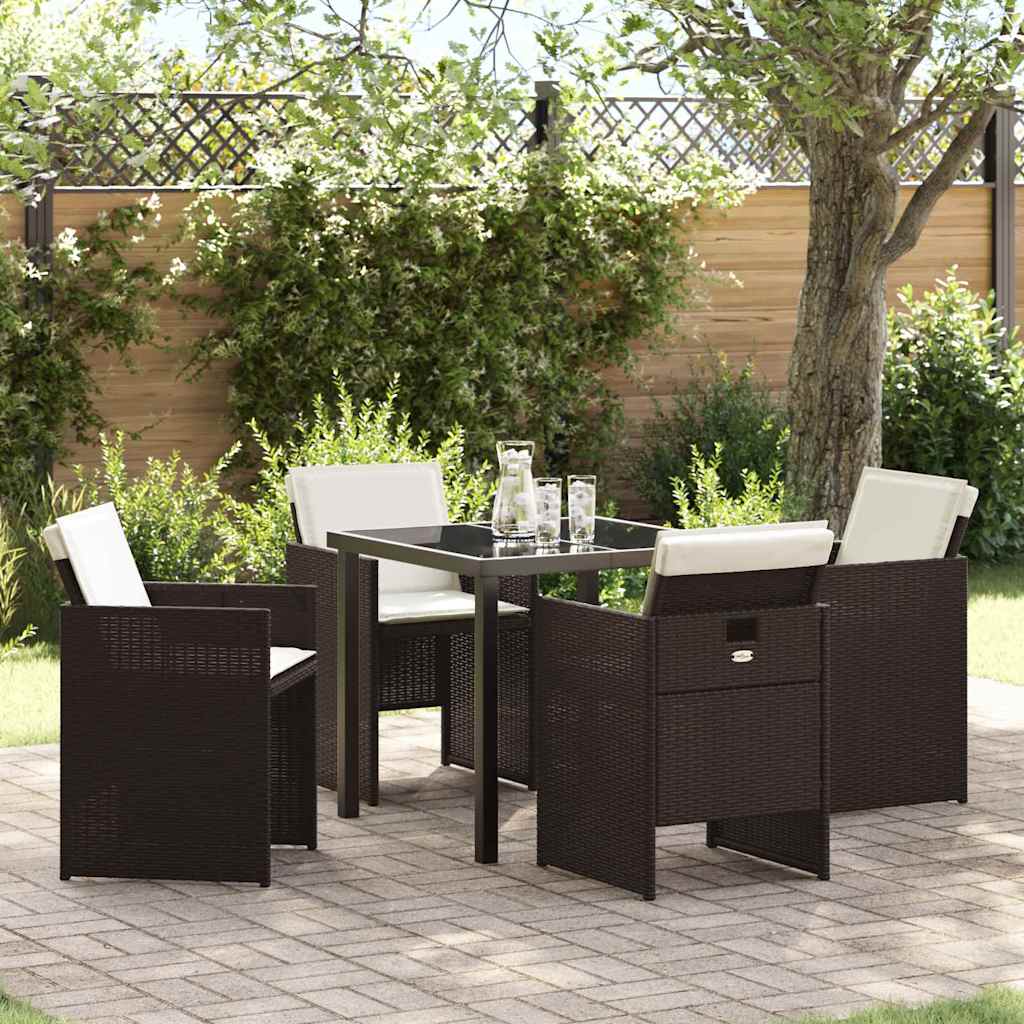 Ensemble de salle à manger pour jardin 5 pcs Marron polyrotin - XIOS