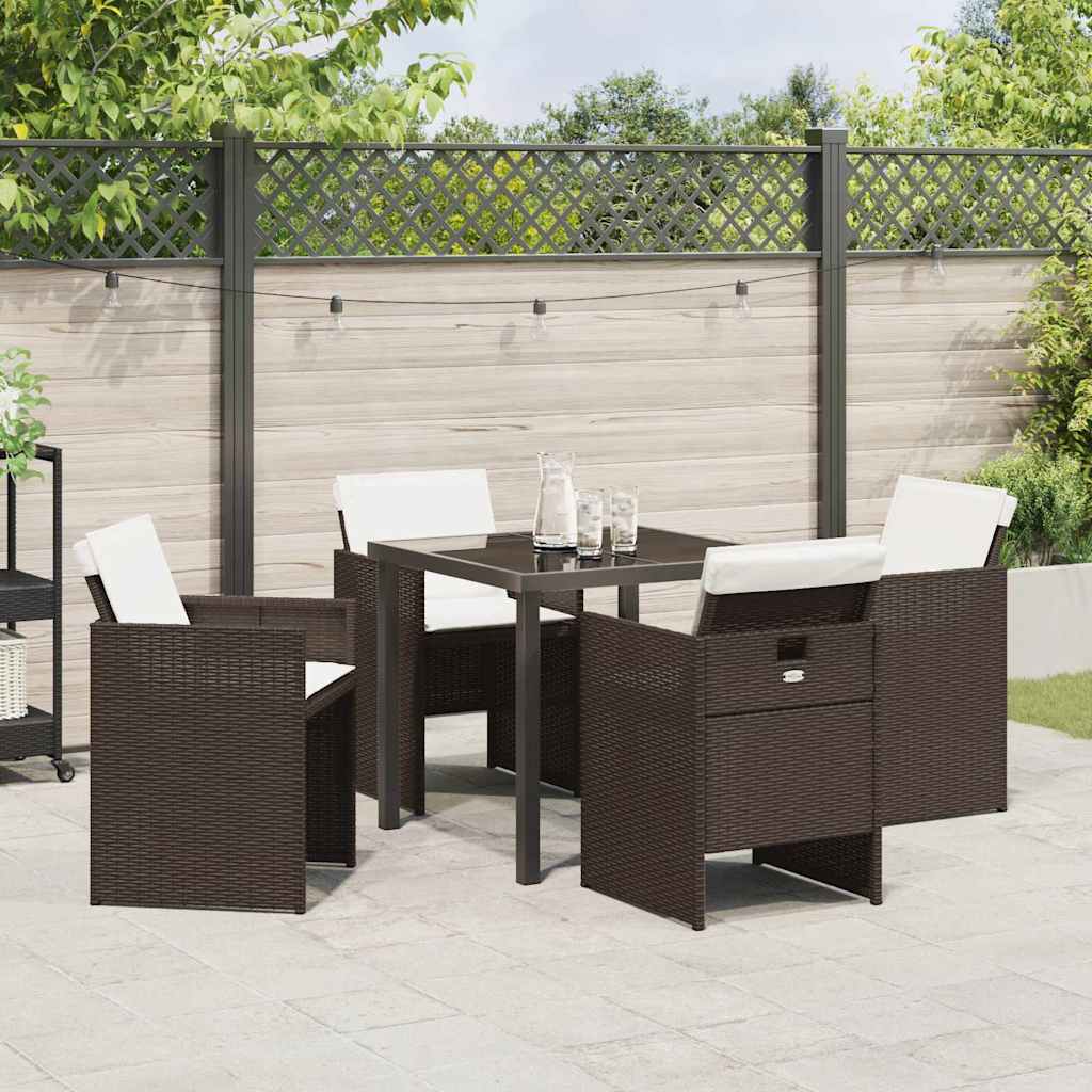 Ensemble de salle à manger pour jardin 5 pcs Marron polyrotin - XIOS