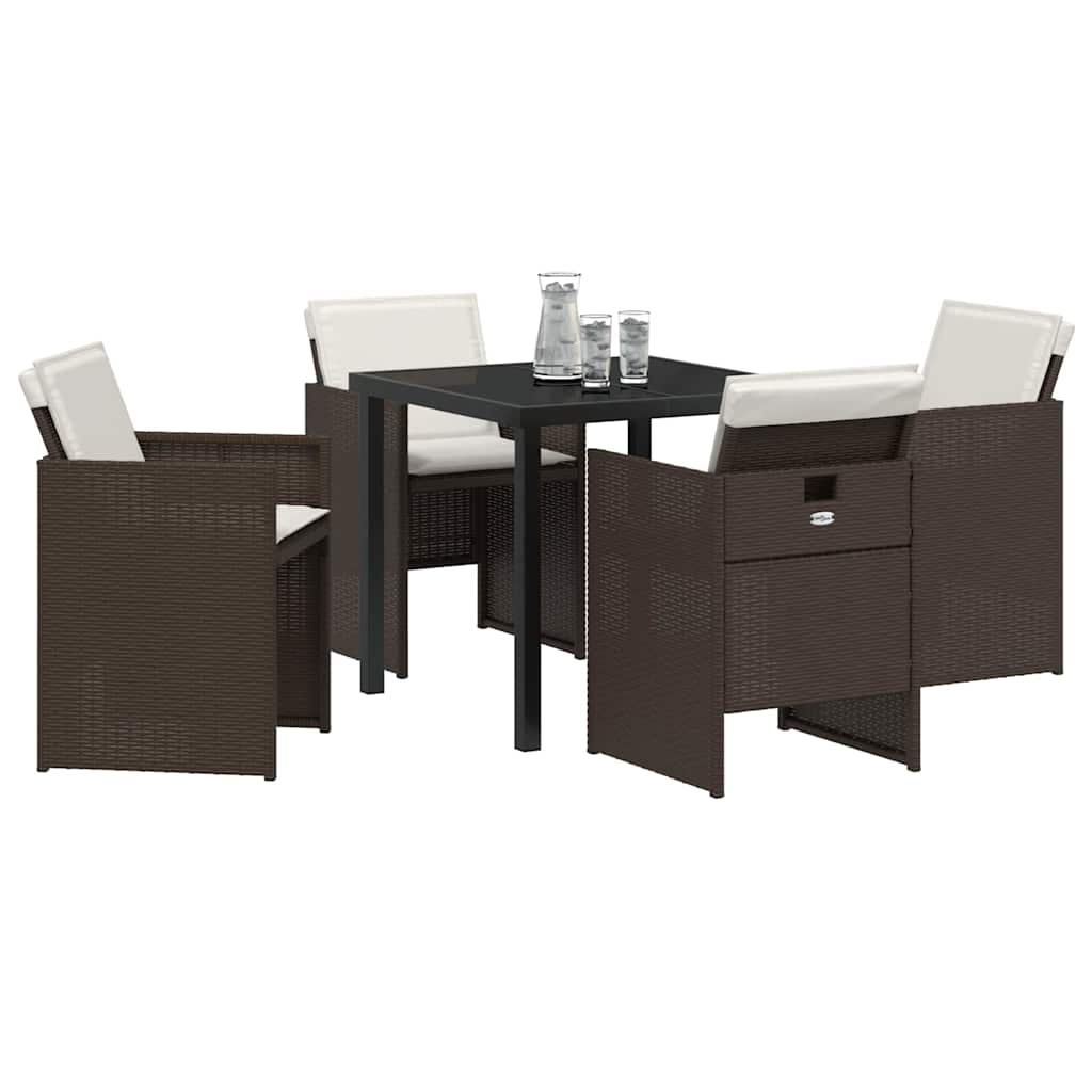 Ensemble de salle à manger pour jardin 5 pcs Marron polyrotin - XIOS