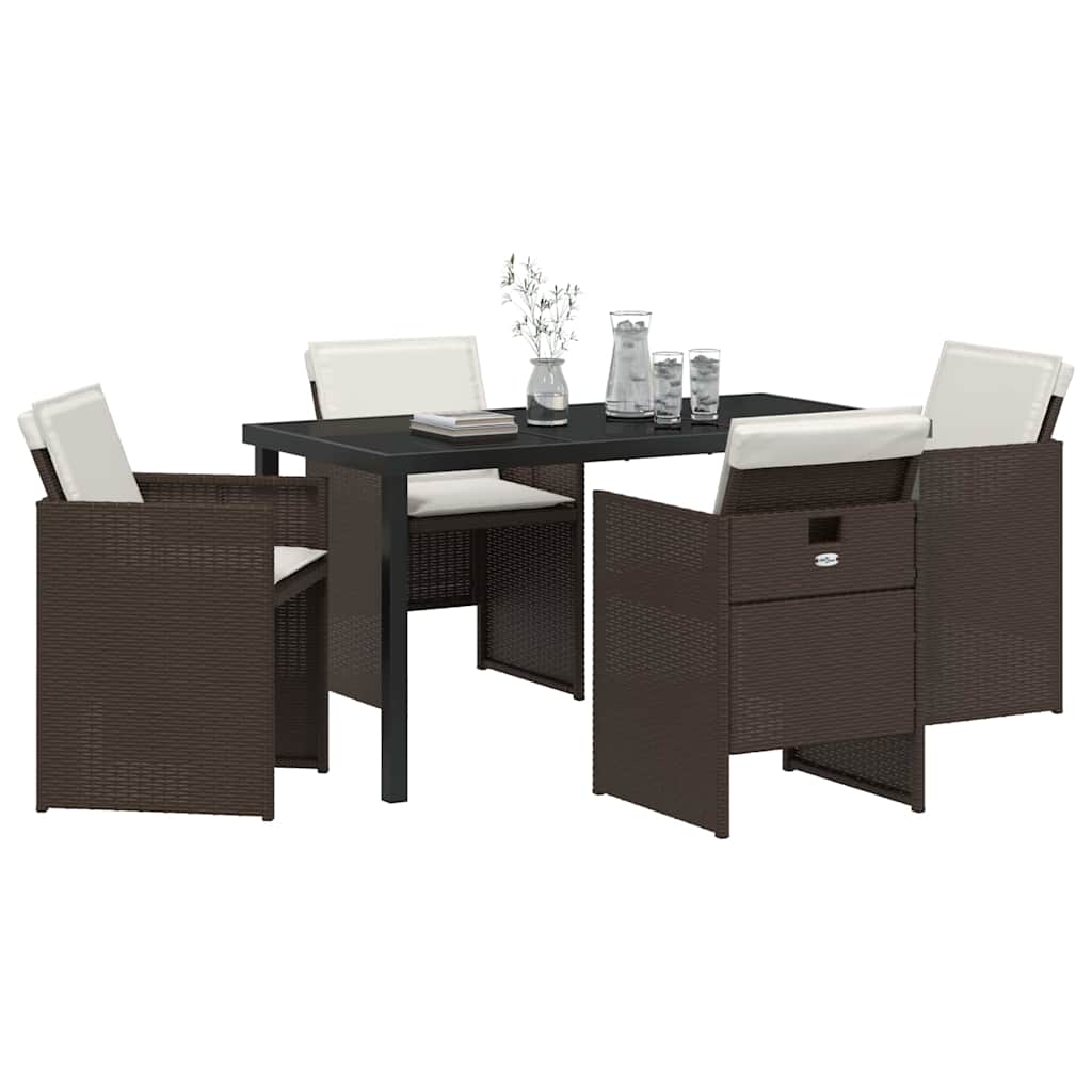 Ensemble de salle à manger pour jardin 5 pcs Marron polyrotin - XIOS