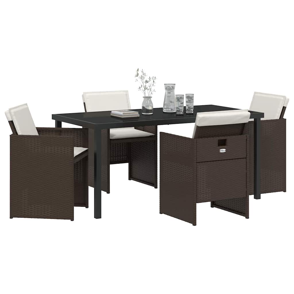 Ensemble de salle à manger pour jardin 5 pcs Marron polyrotin - XIOS
