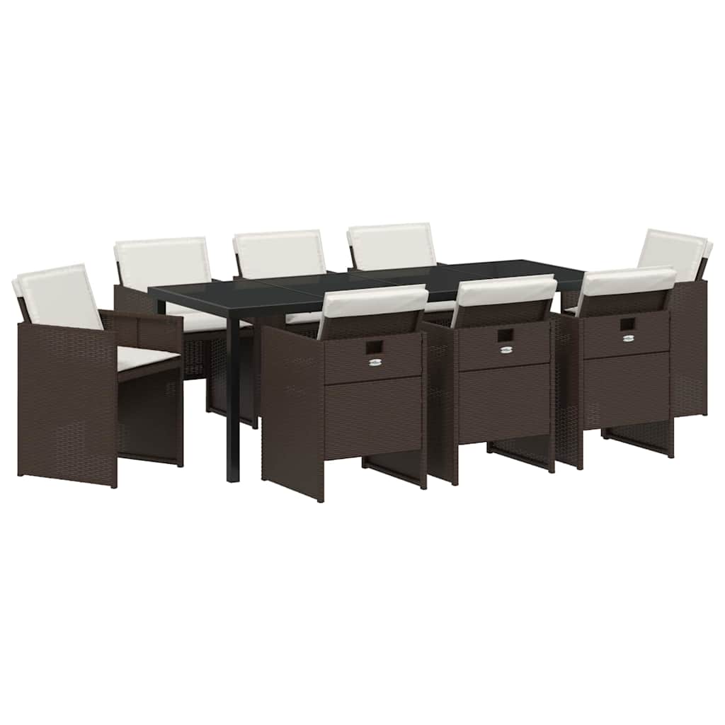 Ensemble de salle à manger pour jardin 9 pcs Marron polyrotin - XIOS