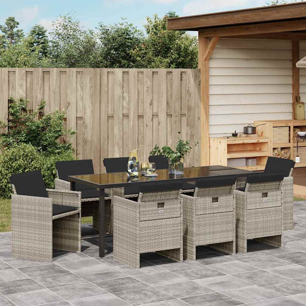 Ensemble de salle à manger pour jardin 9 pcs Gris clair - XIOS