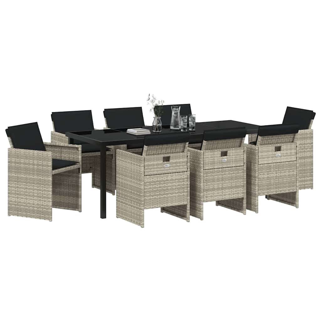 Ensemble de salle à manger pour jardin 9 pcs Gris clair - XIOS
