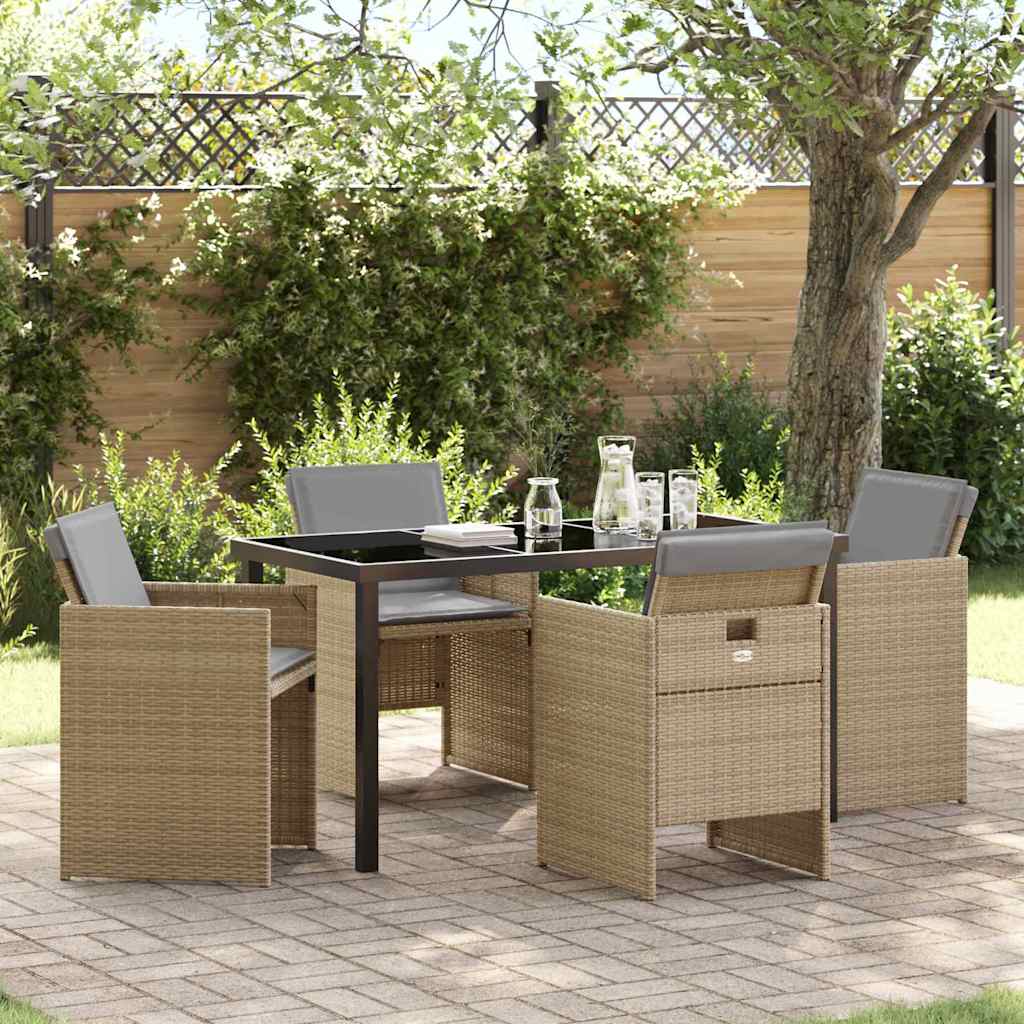 Ensemble de salle à manger pour jardin 5 pcs Beige polyrotin - XIOS