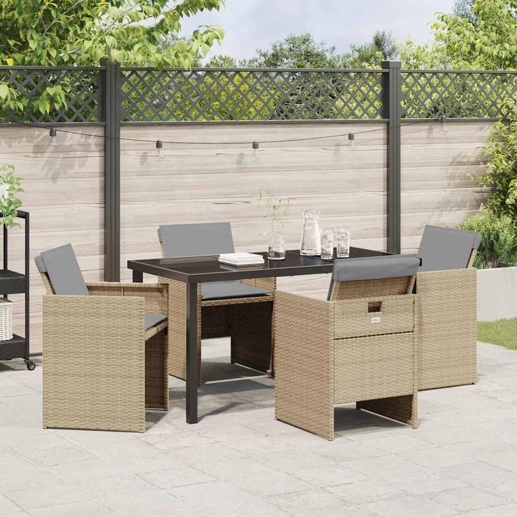 Ensemble de salle à manger pour jardin 5 pcs Beige polyrotin - XIOS