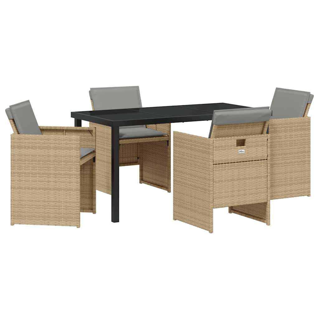 Ensemble de salle à manger pour jardin 5 pcs Beige polyrotin - XIOS