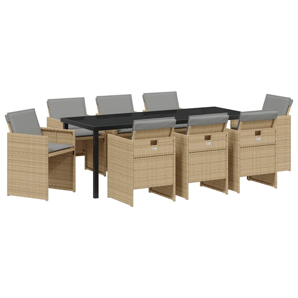Ensemble de salle à manger pour jardin 9 pcs Beige polyrotin - XIOS