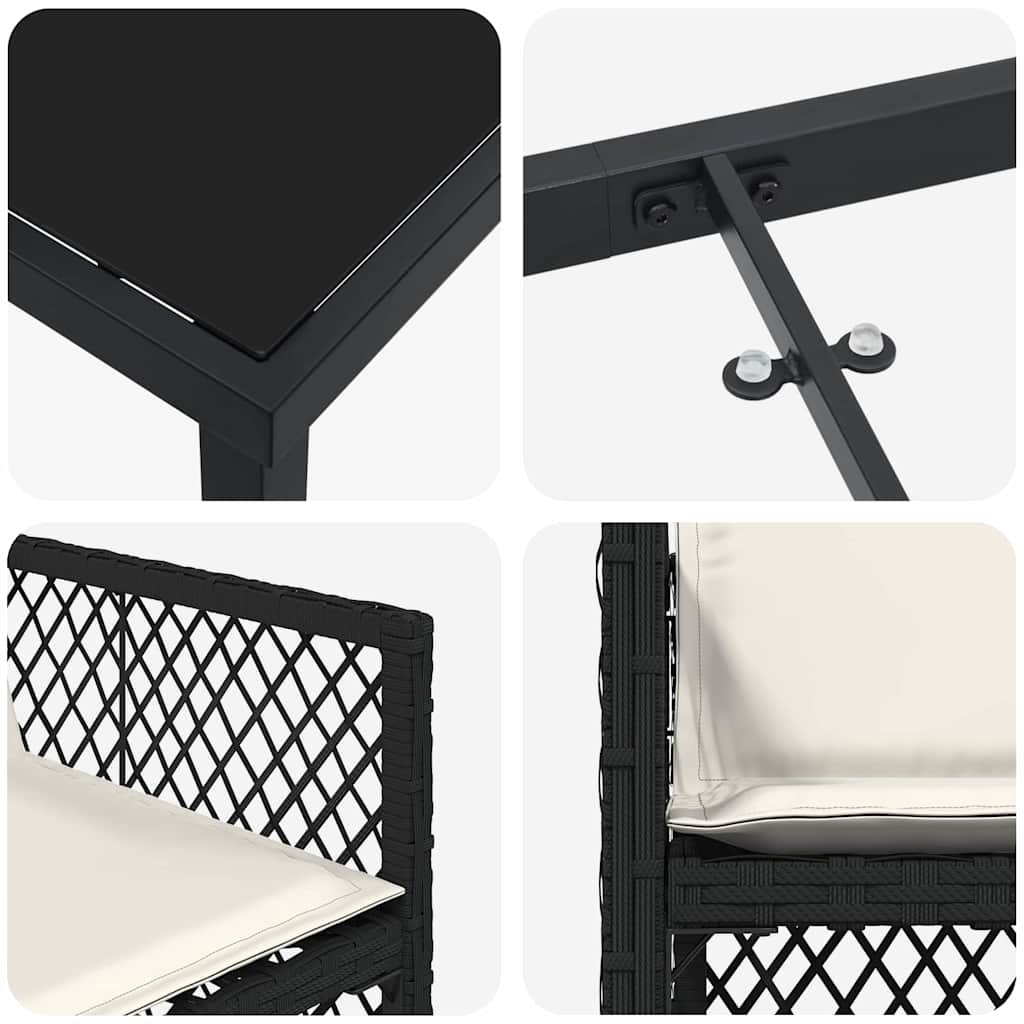 Ensemble de salle à manger pour jardin 5 pcs Noir polyrotin - XIOS