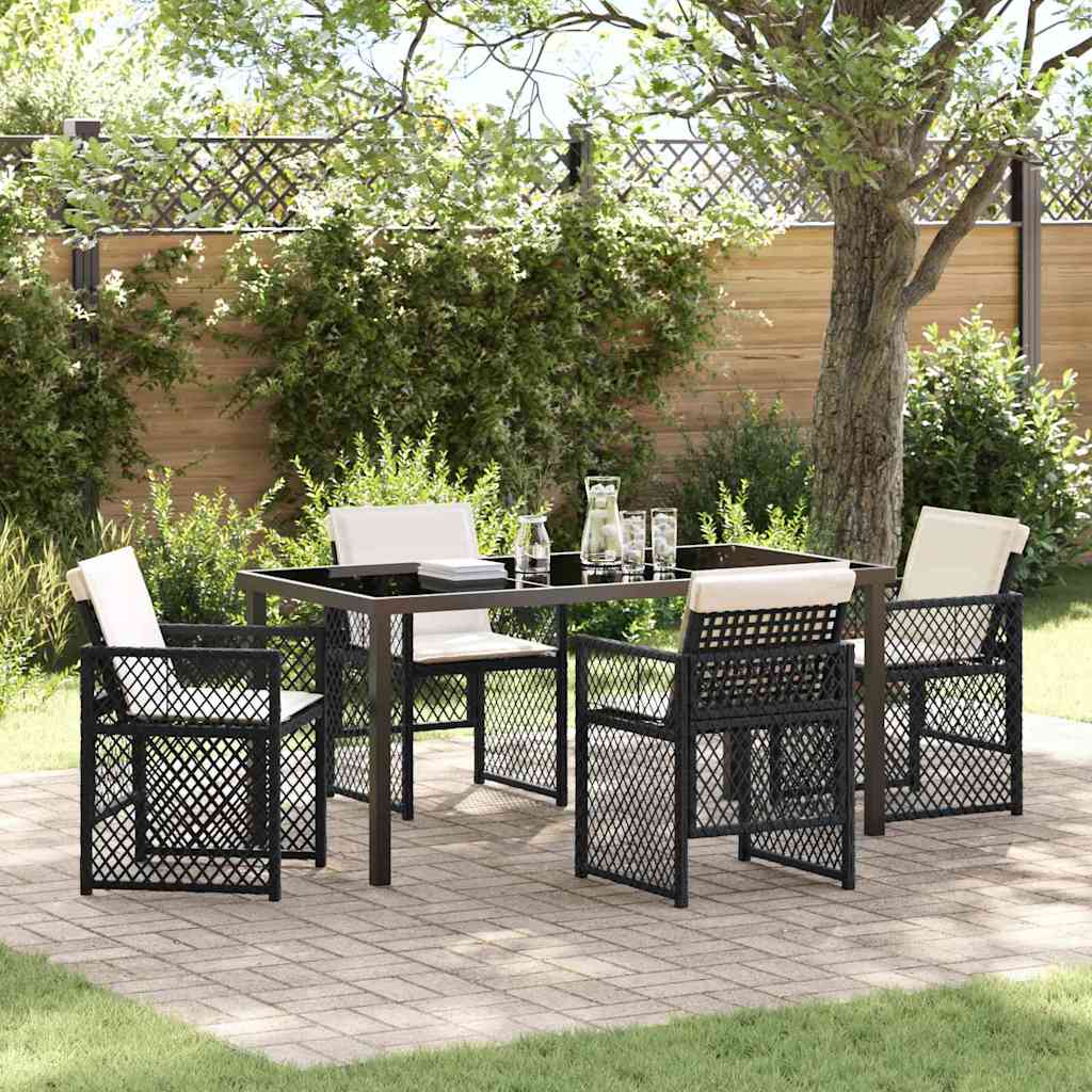 Ensemble de salle à manger pour jardin 5 pcs Noir polyrotin - XIOS