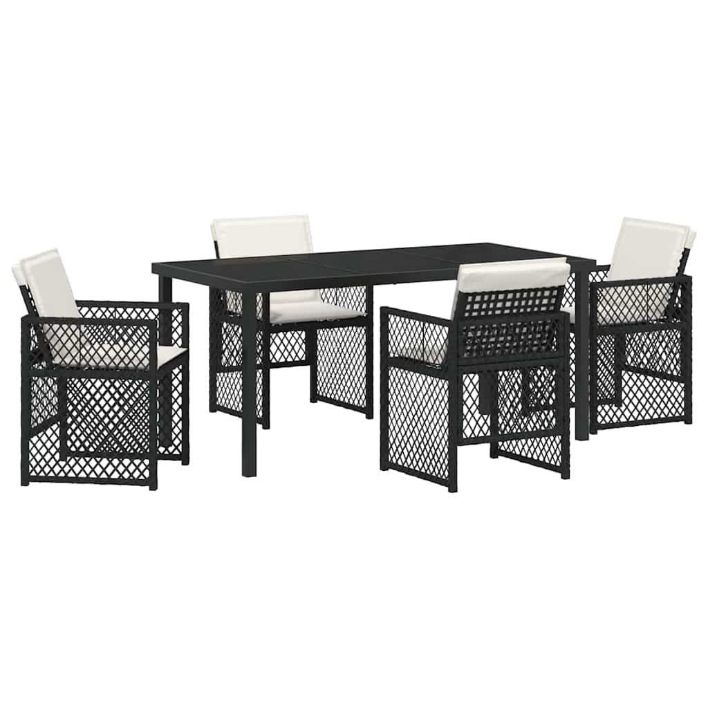 Ensemble de salle à manger pour jardin 5 pcs Noir polyrotin - XIOS