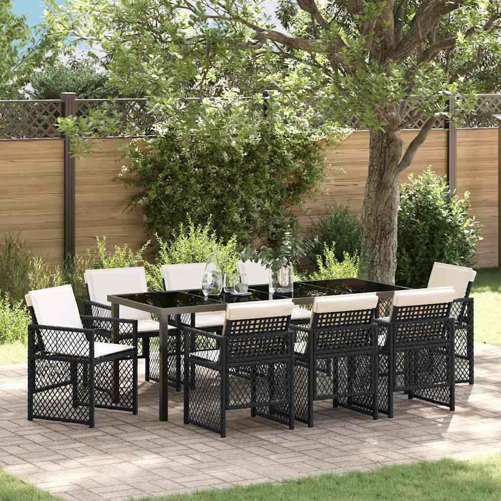 Ensemble de salle à manger pour jardin 9 pcs Noir polyrotin - XIOS