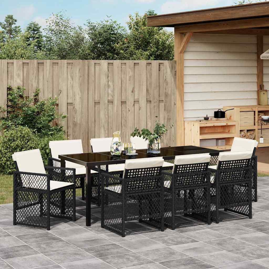 Ensemble de salle à manger pour jardin 9 pcs Noir polyrotin - XIOS