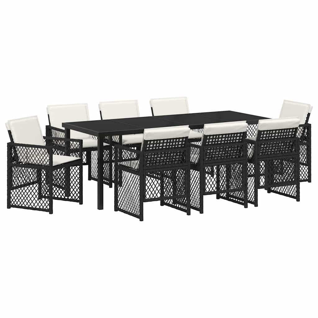 Ensemble de salle à manger pour jardin 9 pcs Noir polyrotin - XIOS