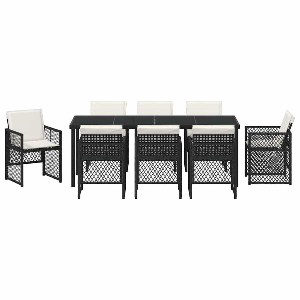 Ensemble de salle à manger pour jardin 9 pcs Noir polyrotin - XIOS