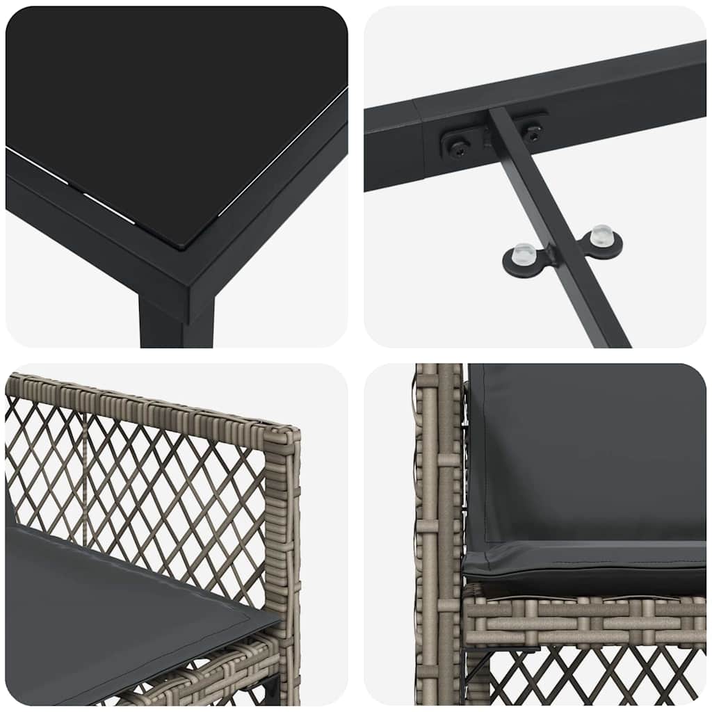 Ensemble de salle à manger pour jardin 5 pcs Gris polyrotin - XIOS