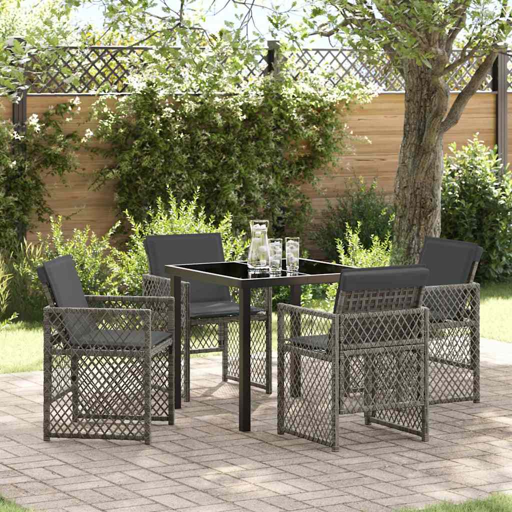 Ensemble de salle à manger pour jardin 5 pcs Gris polyrotin - XIOS