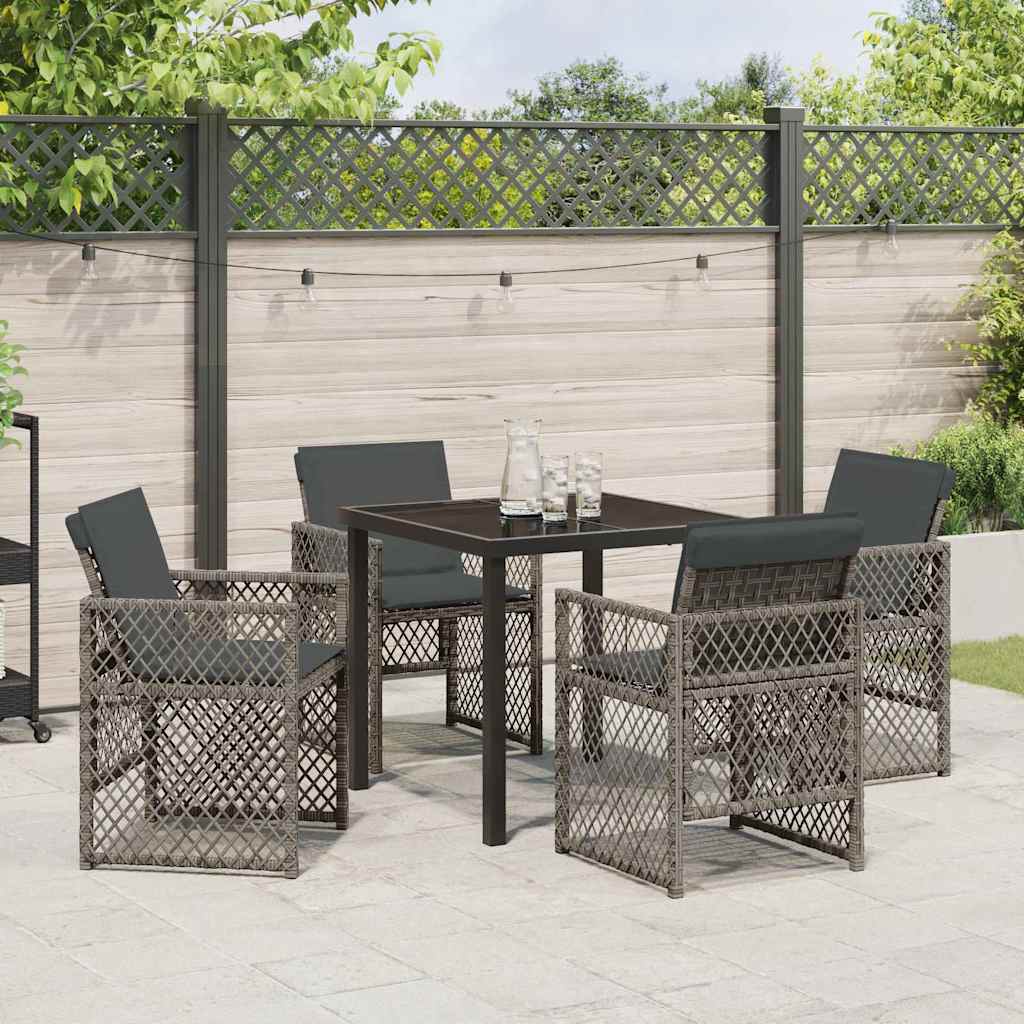 Ensemble de salle à manger pour jardin 5 pcs Gris polyrotin - XIOS