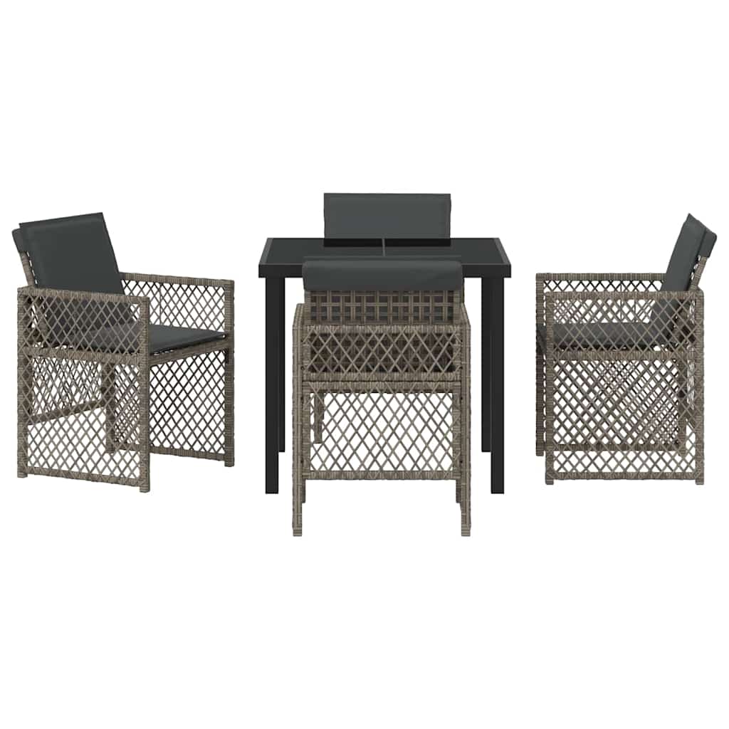 Ensemble de salle à manger pour jardin 5 pcs Gris polyrotin - XIOS