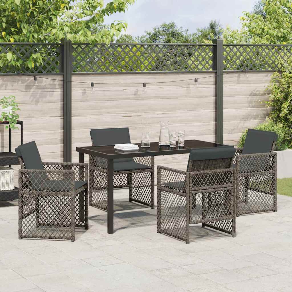 Ensemble de salle à manger pour jardin 5 pcs Gris polyrotin - XIOS