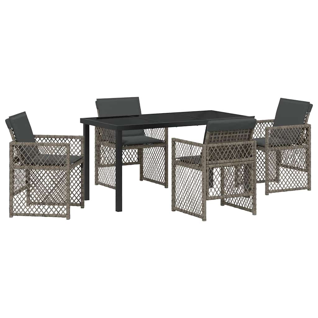 Ensemble de salle à manger pour jardin 5 pcs Gris polyrotin - XIOS