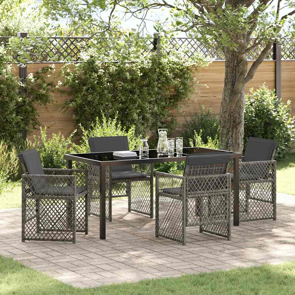 Ensemble de salle à manger pour jardin 5 pcs Gris polyrotin - XIOS