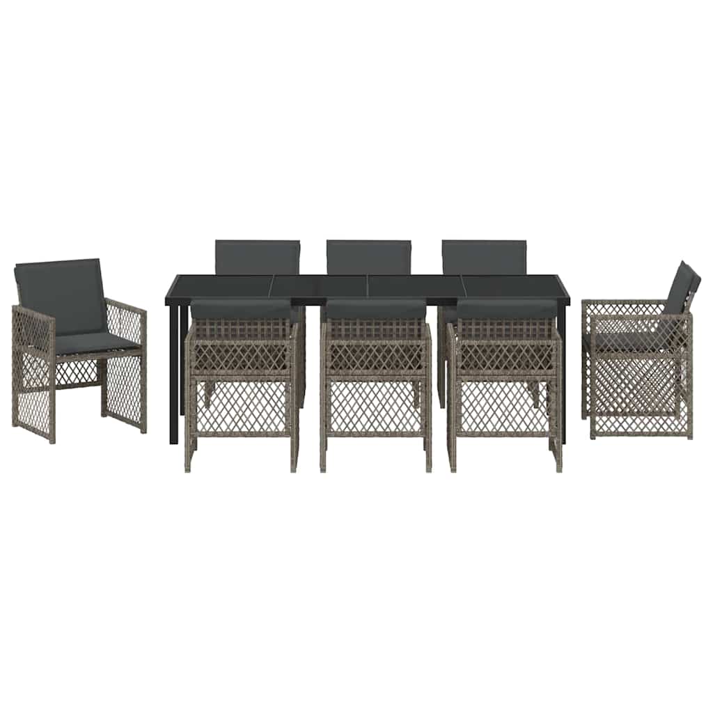 Ensemble de salle à manger pour jardin 9 pcs Gris polyrotin - XIOS