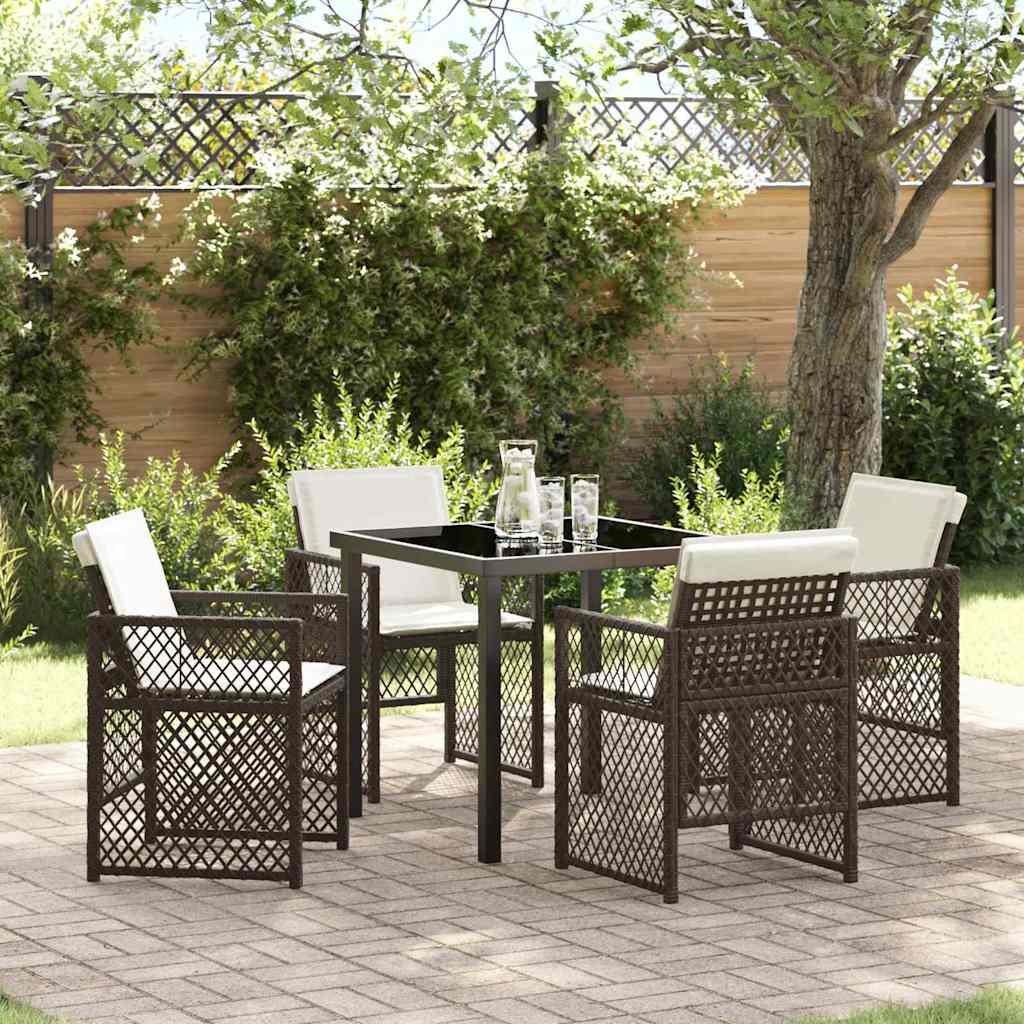 Ensemble de salle à manger pour jardin 5 pcs Marron polyrotin - XIOS
