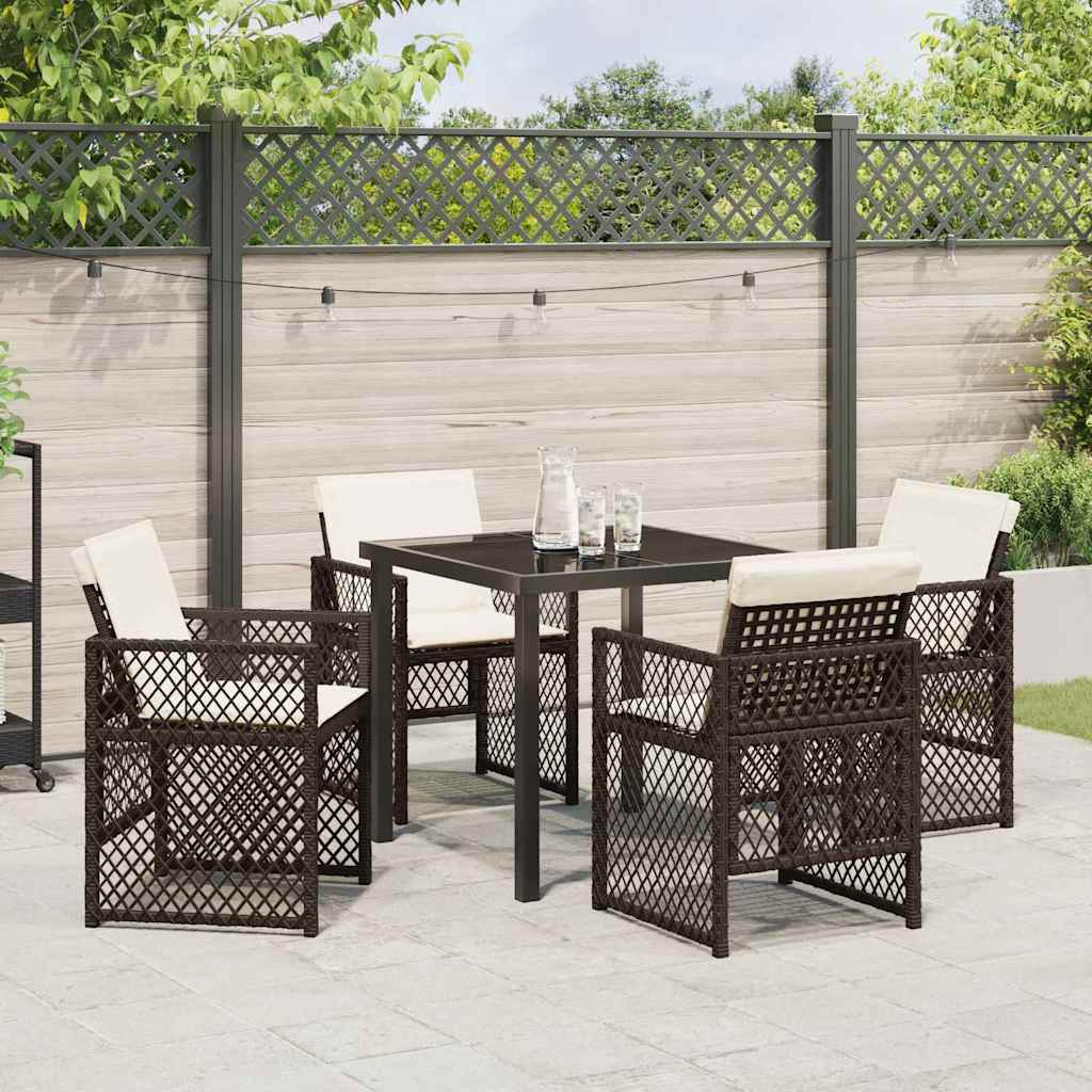 Ensemble de salle à manger pour jardin 5 pcs Marron polyrotin - XIOS
