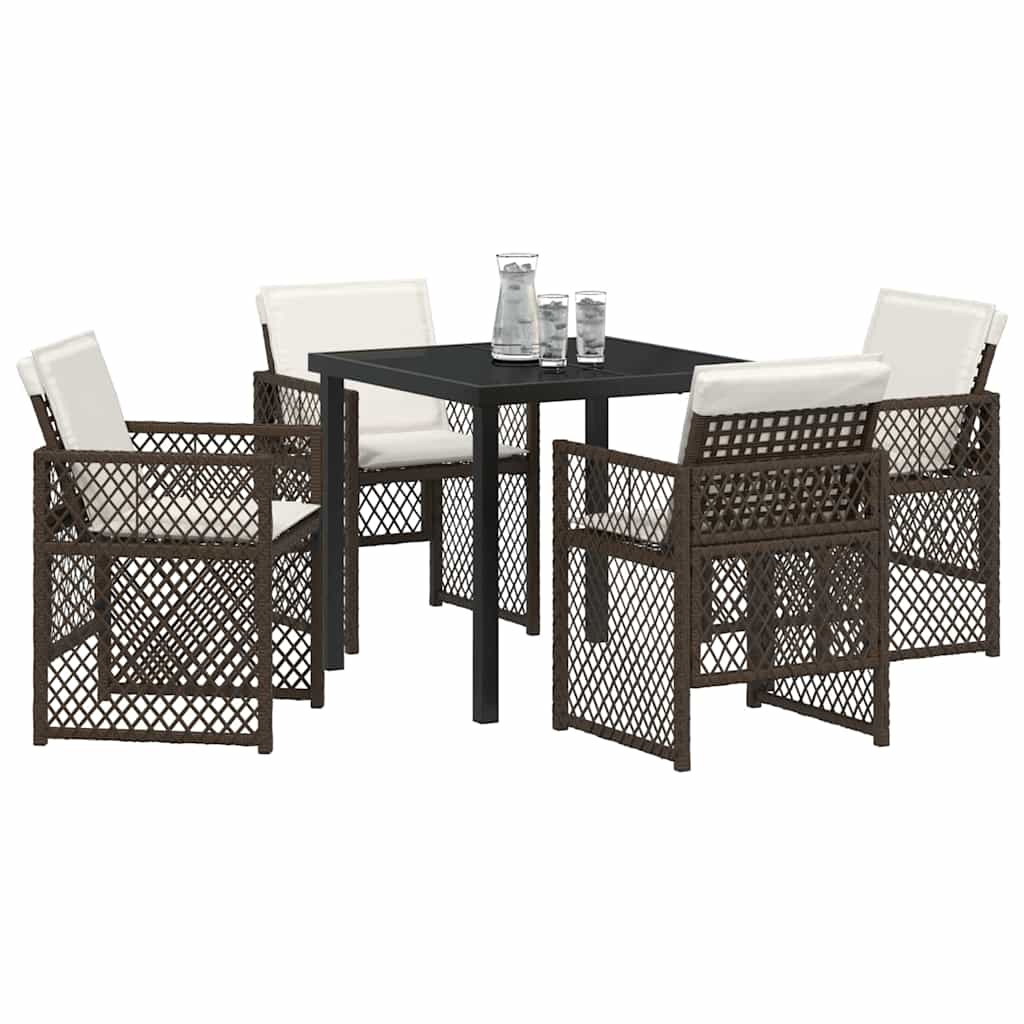 Ensemble de salle à manger pour jardin 5 pcs Marron polyrotin - XIOS