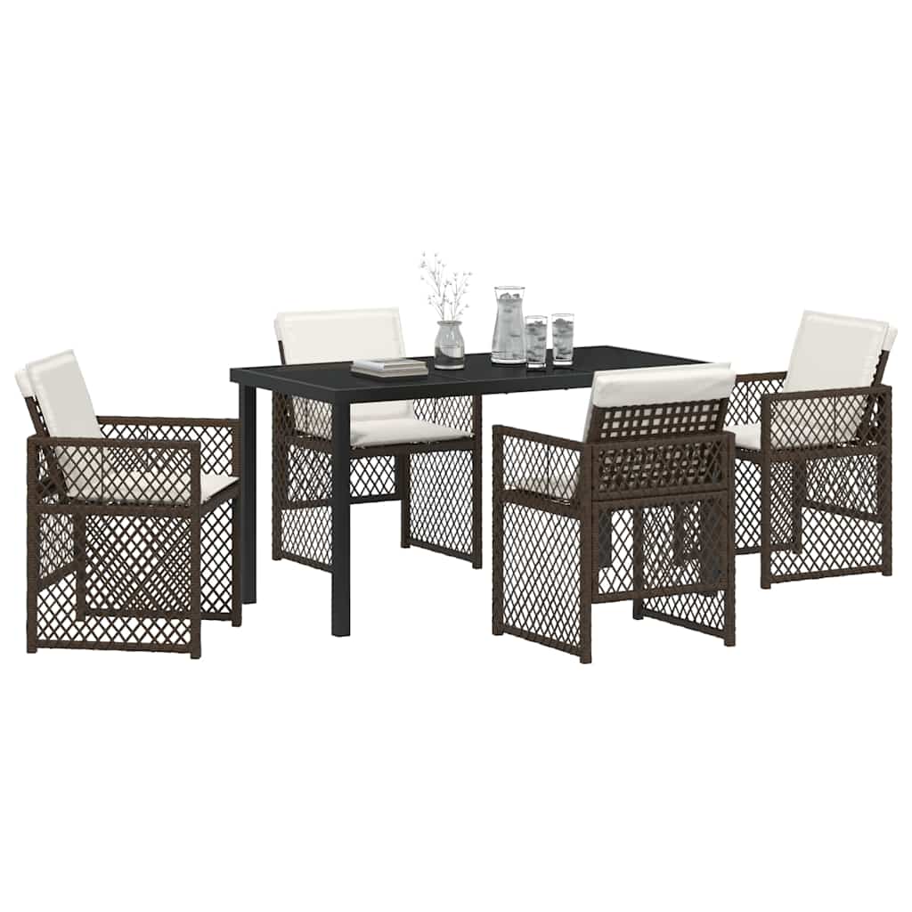 Ensemble de salle à manger pour jardin 5 pcs Marron polyrotin - XIOS