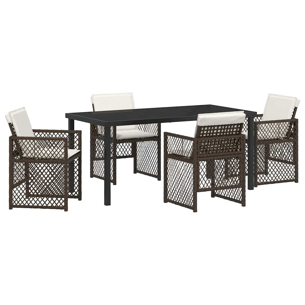 Ensemble de salle à manger pour jardin 5 pcs Marron polyrotin - XIOS