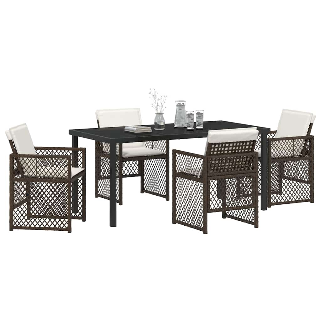 Ensemble de salle à manger pour jardin 5 pcs Marron polyrotin - XIOS