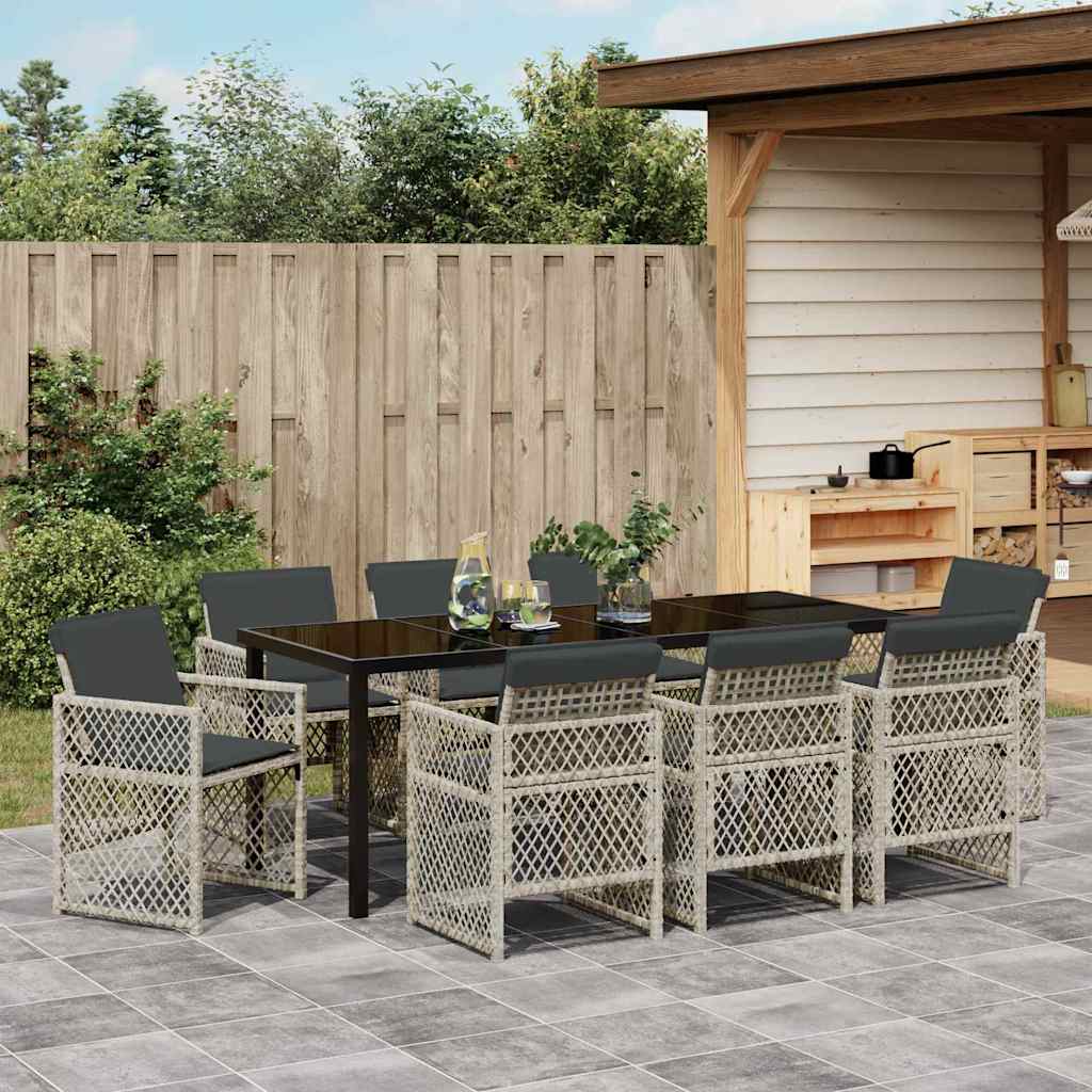 Ensemble de salle à manger pour jardin 9 pcs Gris clair - XIOS