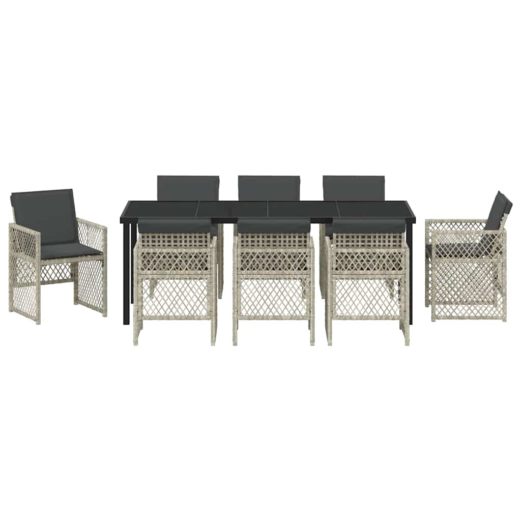 Ensemble de salle à manger pour jardin 9 pcs Gris clair - XIOS