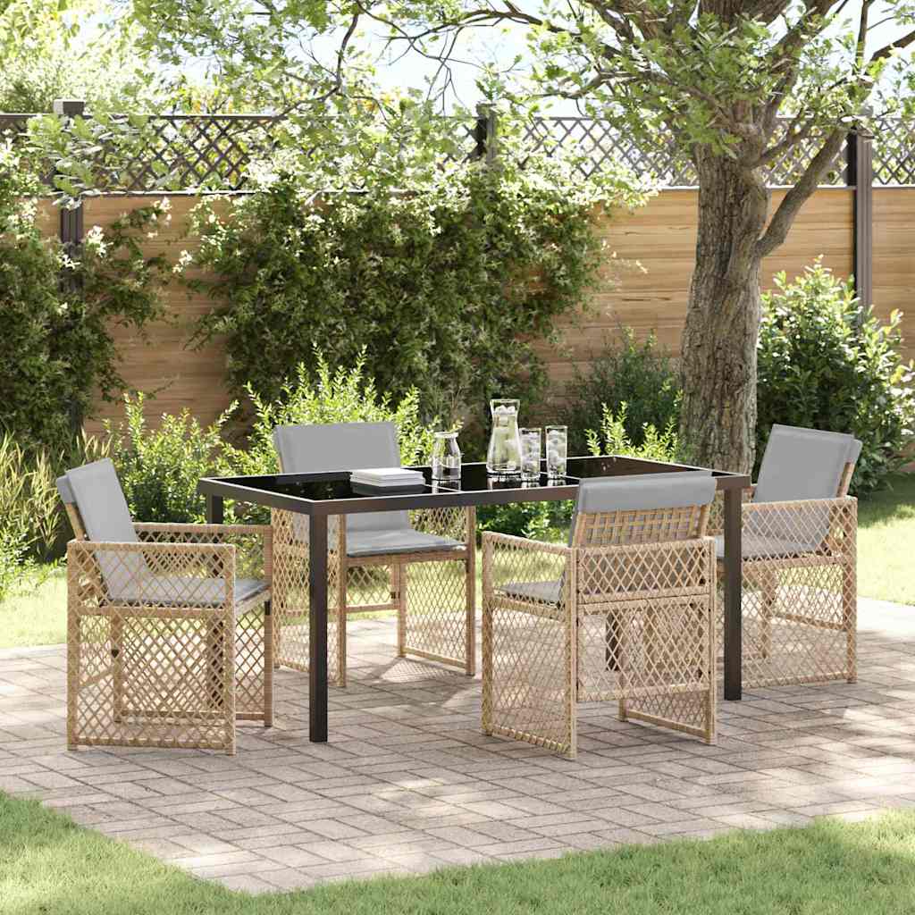 Ensemble de salle à manger pour jardin 5 pcs Beige polyrotin - XIOS